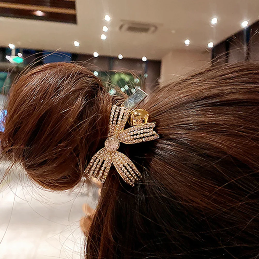 

1Pcs Butterfly Bow Hair Tie Rhinestone Decorative Stretchable Elegant Hair Ring for Women Girls Party Wedding Daily Wear