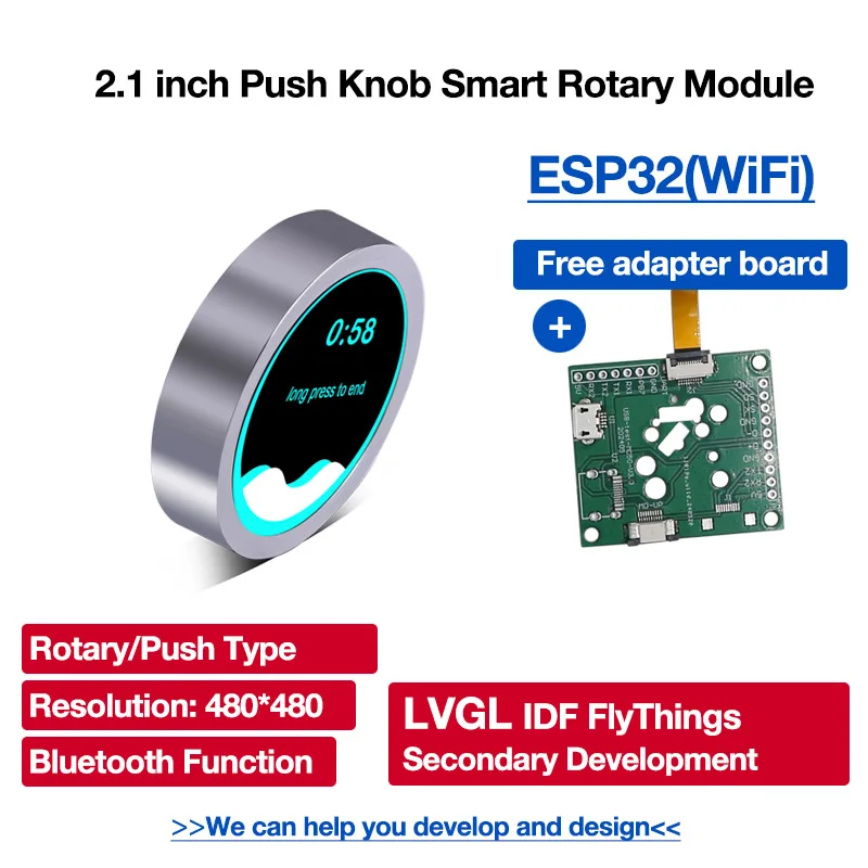 ESP32 S3 LVGL Ardui-no IDF WiFi Bluetooth 2.1 inch 480*480 Circular Push Knob IPS LCDDisplay Module with Touch for Smart Home