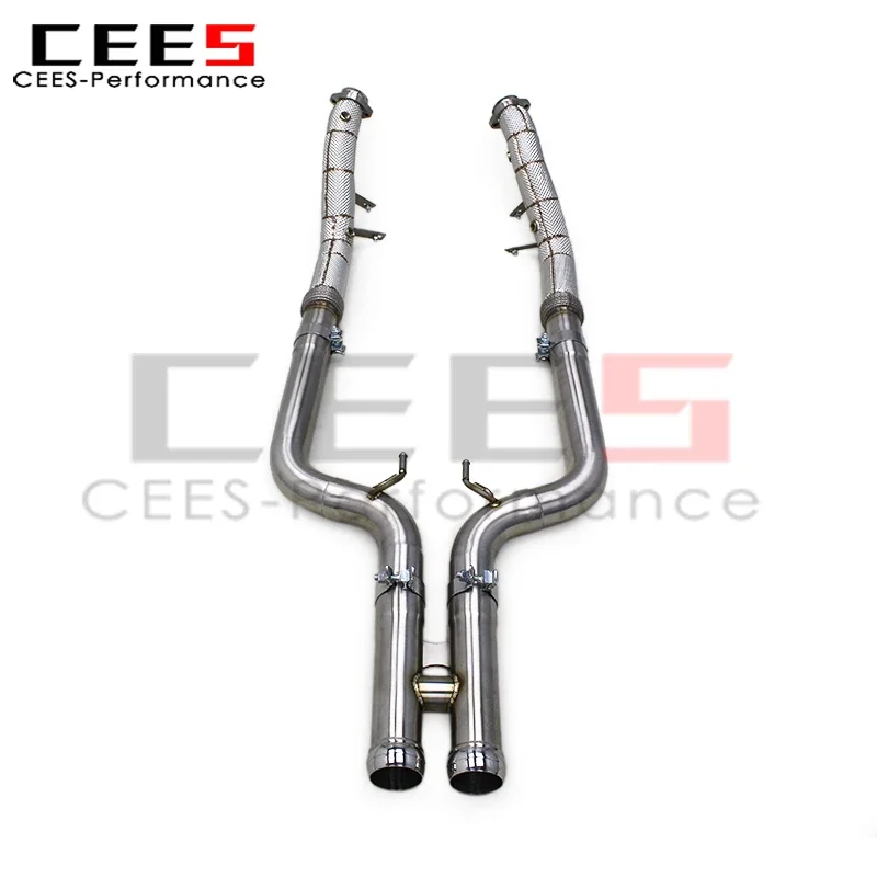 CEES Straight Downpipe Mirror Polished Heat Shield Mercedes-Benz/Maybach S550 4.7 W222 2017-2023 Stainless Steel Free Exhaust