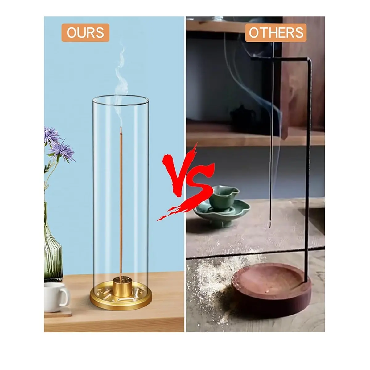 &A11I Incense Holder, Insence-Stick Holder [Anti-Ash Flying], Modern Incense Burner for Sticks with Removable Ash Catcher