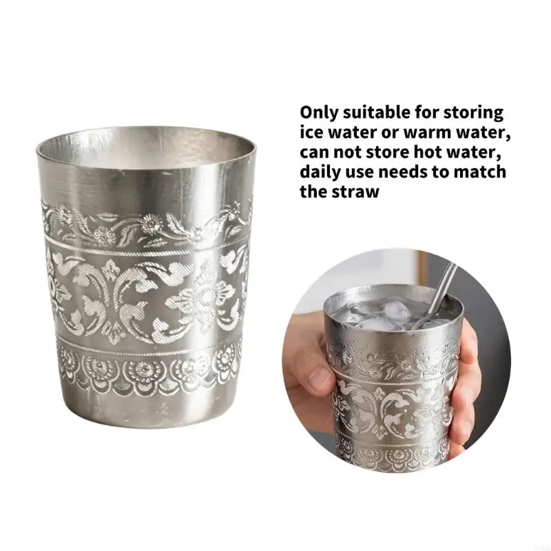 Thai Tin Cup Thai Traditional Design Drinking Cups Portable Stackable Water Cup for Coffee Juice Beer Beverage Y5GB