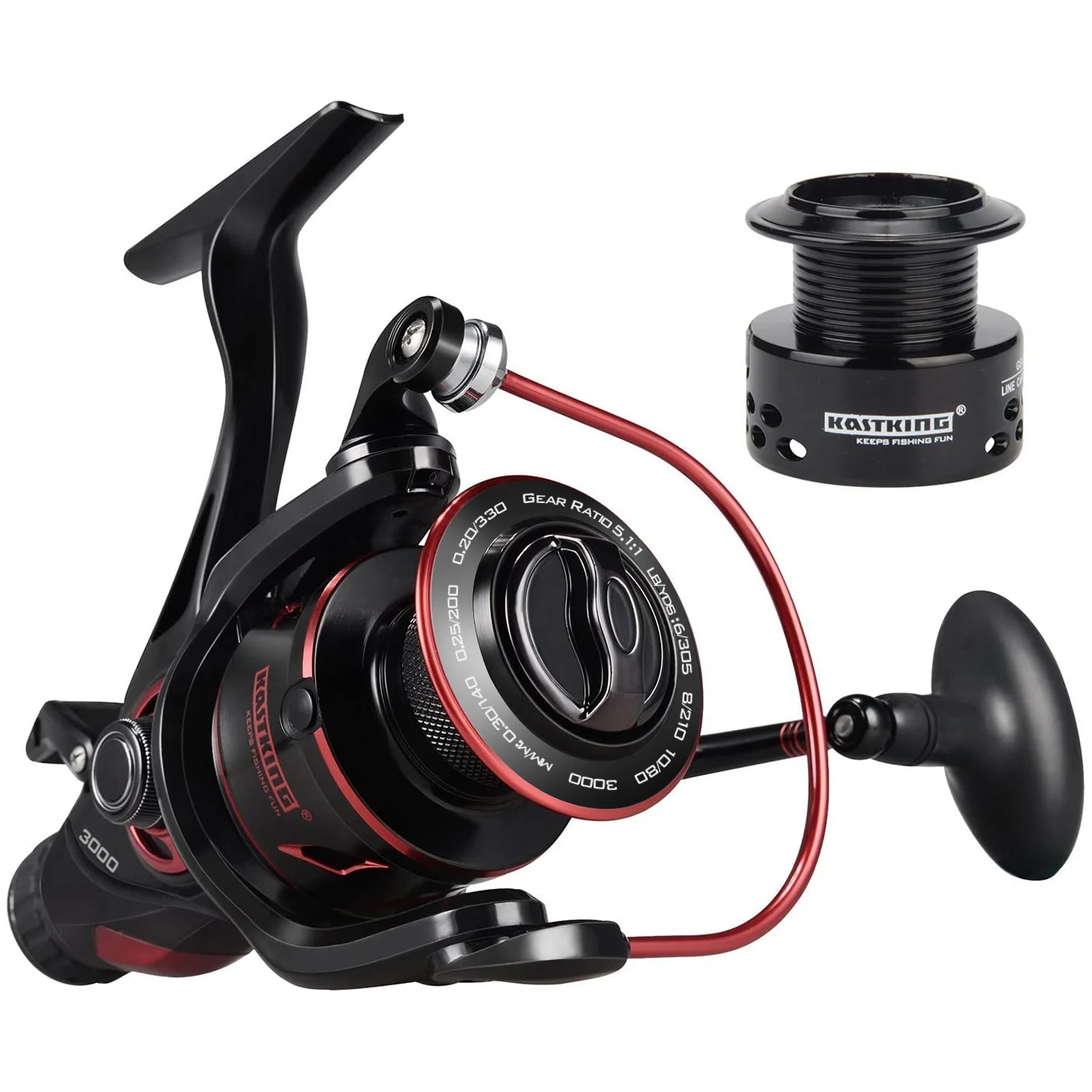 KastKing Sharky Baitfeeder III Spinning Angelrolle, abgeschirmter Edelstahl BB Carbon Fiber Drag für Live Liner Bait Action