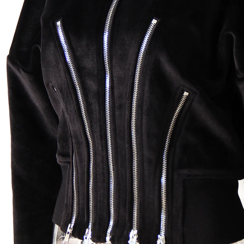 HKSH 2025 осень-зима новая женская толстовка бархатная с капюшоном на молнии на талии темное элегантное уличное модное пальто HK15814