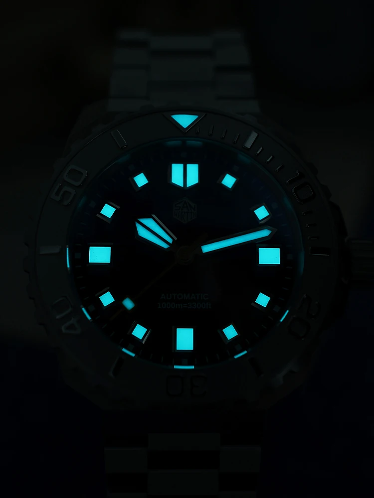 San Martin 43mm Original Enamel Gradient Black Blue Dial NH35 Men's Diving Watch 100ATM Helium Escape Valve BGW-X1 SN0147