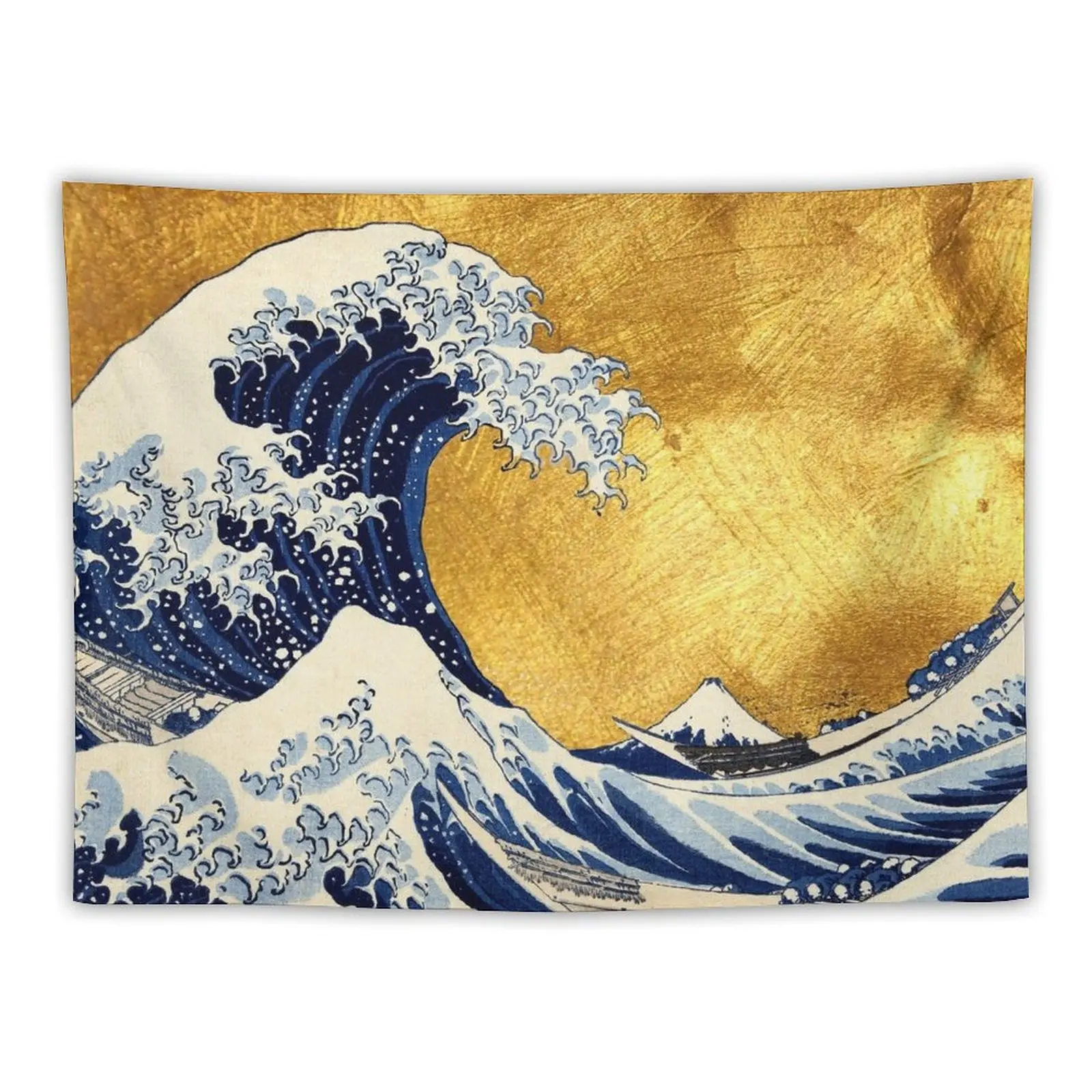 

The Great Wave Off Kanagawa by Hokusai - Golden version Tapestry For Bedroom Decoration Pictures Room Wall House Decor Tapestry