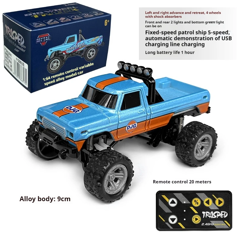 1:64 Speed ​​Mini Off-Road Remote Control Car Alloy Cool Lighting Shock Absorption Children's Desktop Competition Toy Small Gift