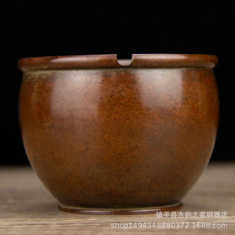 Pure Round Ashtray Xuande Copper Cylinder Ornament Office Living Room Shop Study Desktop Decoration