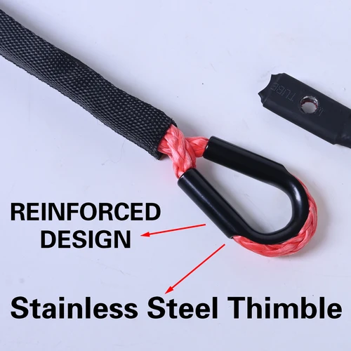 Imagen 2 del producto Best Sport 7 mm x 15 m 9300 libras cuerda de cable de cabrestante sintético con funda protectora negra para ATV UTV (rojo)