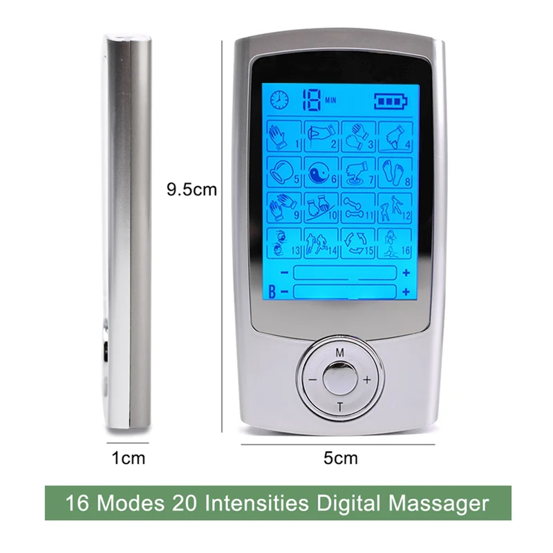 Abuu-massagem elétrica de pulso corporal dezenas 16 modos ems massageador de acupuntura terapia digital eletroestimulador estimulador muscular