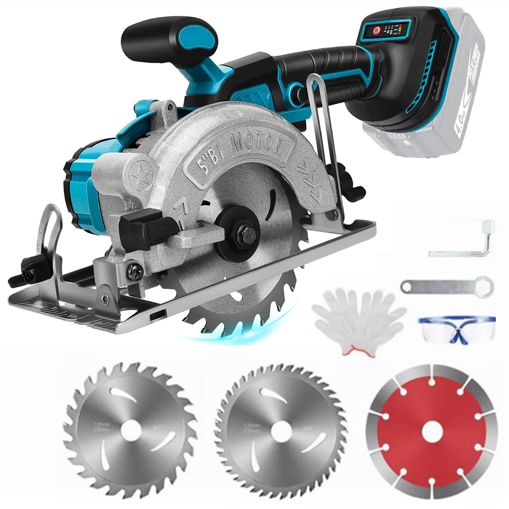 125MM 5 Zoll Bürstenlose Elektrische Akku-Kreissäge Hochleistungs-Kabellose Holzbearbeitungs-Schneidemaschine für Makita 18V Akku