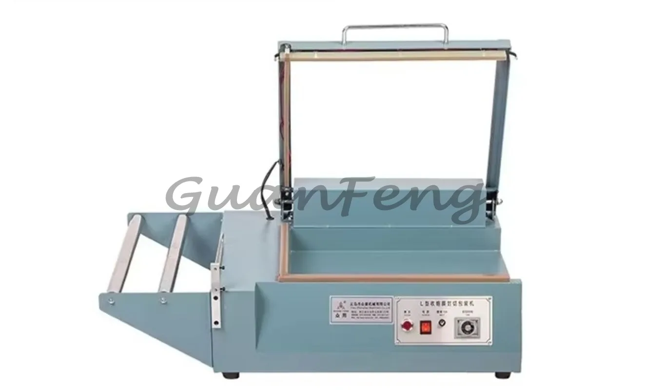 L-Type Manual Heat Shrink Sealing Cutting Machine, Easy Operation Packing Sealer Cutter for Plastic Film Packaging Work