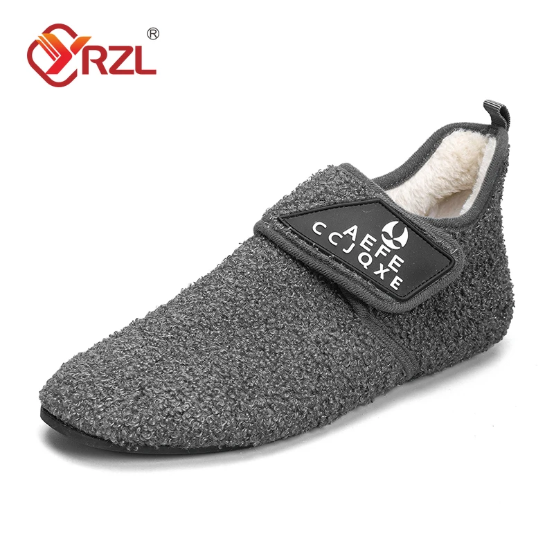 

YRZL Winter Cotton Shoes Men Warm Slip on Lightweight Slippers Men Plush Bedroom Home Cotton Loafers Men Winter Warm Shoes