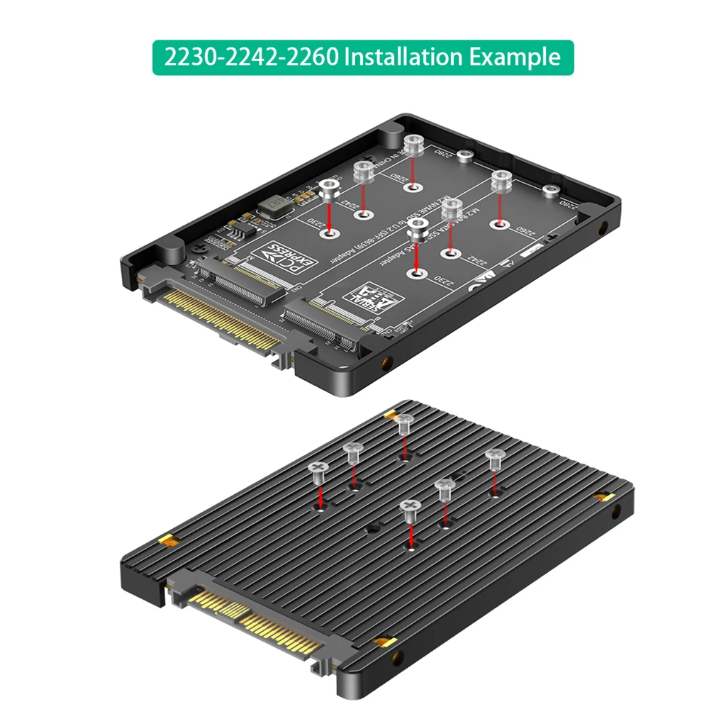 Dual M.2 Key B+M auf U.2 SFF-8639 Adapter mit Kunststoffgehäuse für M.2 NVMe Key M & SATA SSD M2 auf U.2 SFF8639/SAS Konverterkarte – Detail 7