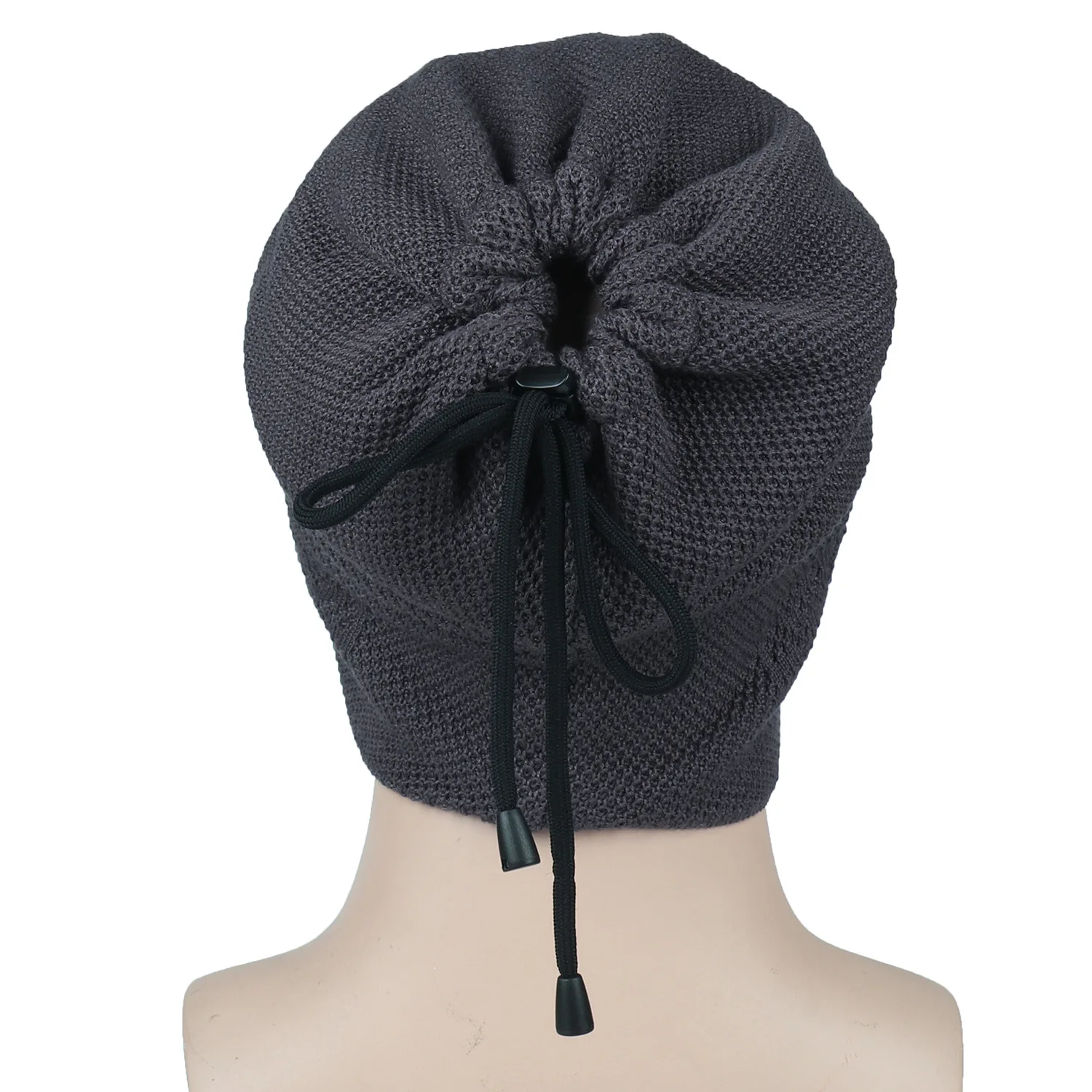 Autumn and Winter Men's Loose-Fitting Ear Protection Hat with Fine Waffle Weave Texture, Adjustable Drawstring on the Back, Dual-Purpose for Outdoor Wind Protection and Neck Protection in Snowy Conditions