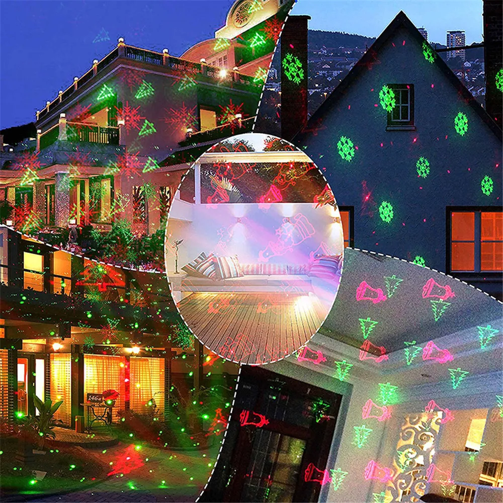 Christmas Laser Projector Lights Outdoor 12 Patterns LED Projection Light Red Green Star Show Landscape Projector Spotlight