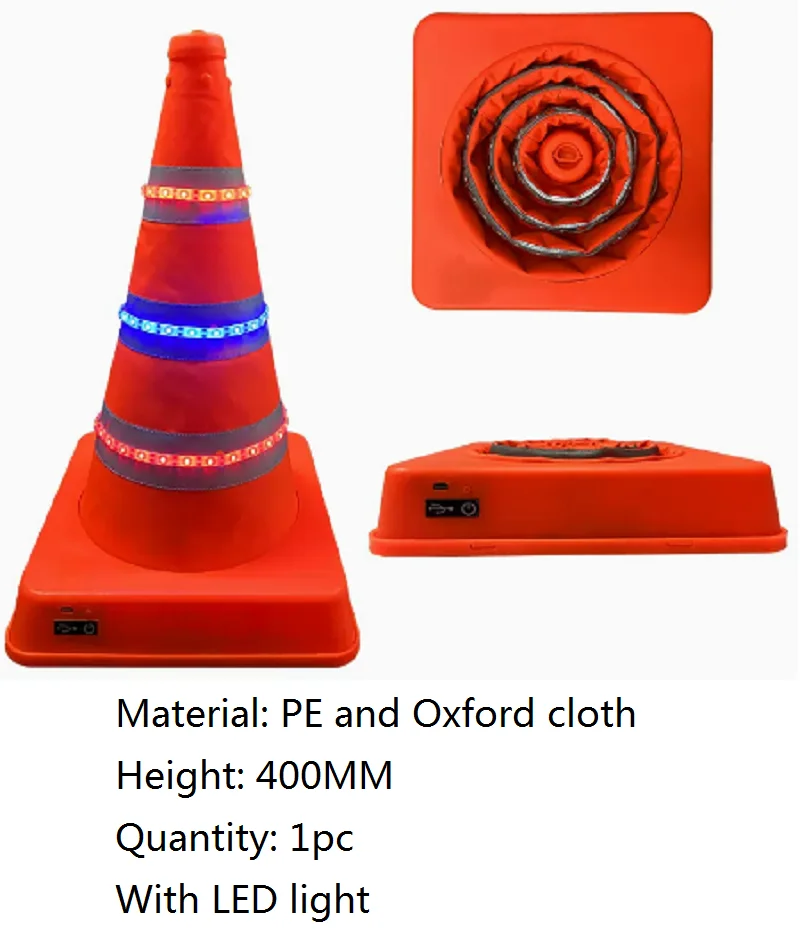 

LED light Foldable telescopic road cone strong reflective cone ice cream drum automotive traffic emergency portable warni
