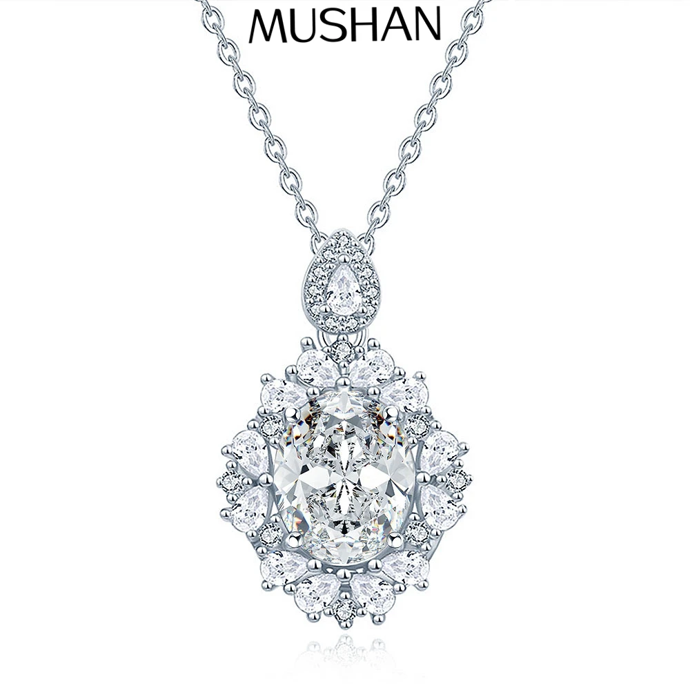 

MuShan Brand Jewelry 925 Sterling Silver Chain Rope Moissanite Solitaire Valentine for Ladies 18K Gold Plated MST Patent