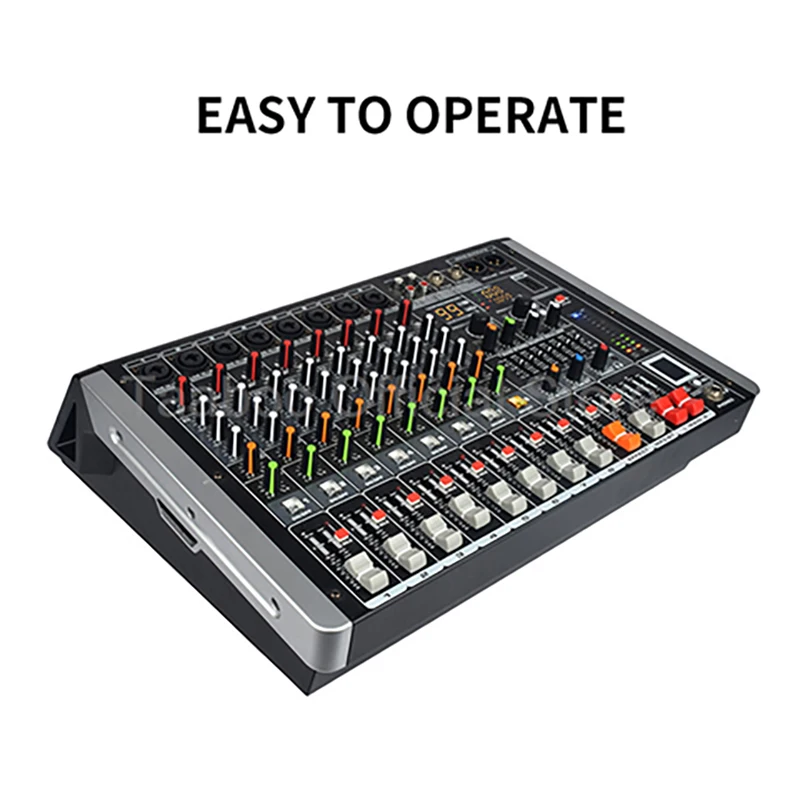 8 Channel Mixer 99 DSP Effect Mixing Console Digital DJ Console Audio with Power Amplifier 5.0Bluetooth USB XLR for Bar KTV Show