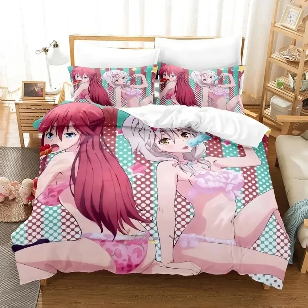 

New Lilith Asami Trinity Seven Bedding Set Cartoon Anime three-piece set Adult Kid Bedroom Duvetcover Sets 3D Kawaii Girl