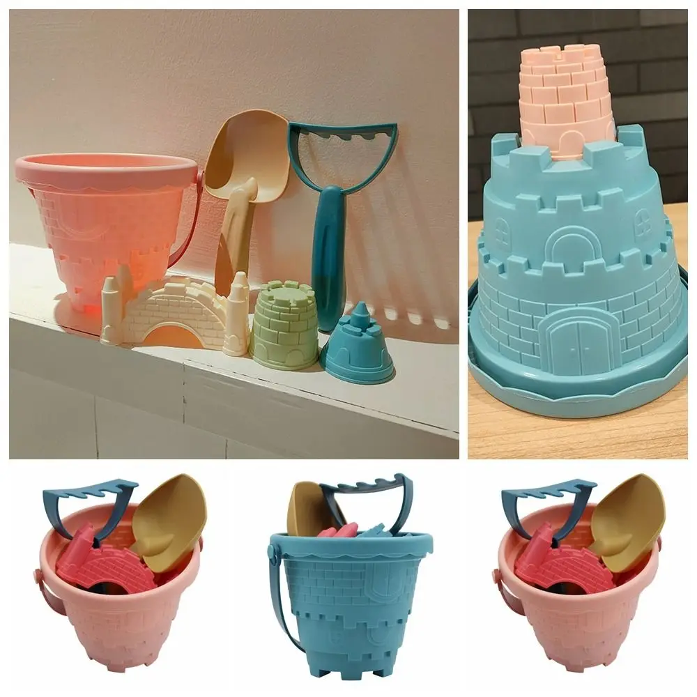 6PCS Plastic Parent-Children Interactive  Plaything Beach Castle Bucket Shovel Rake Mold Sand  Set Digging Sand Kit