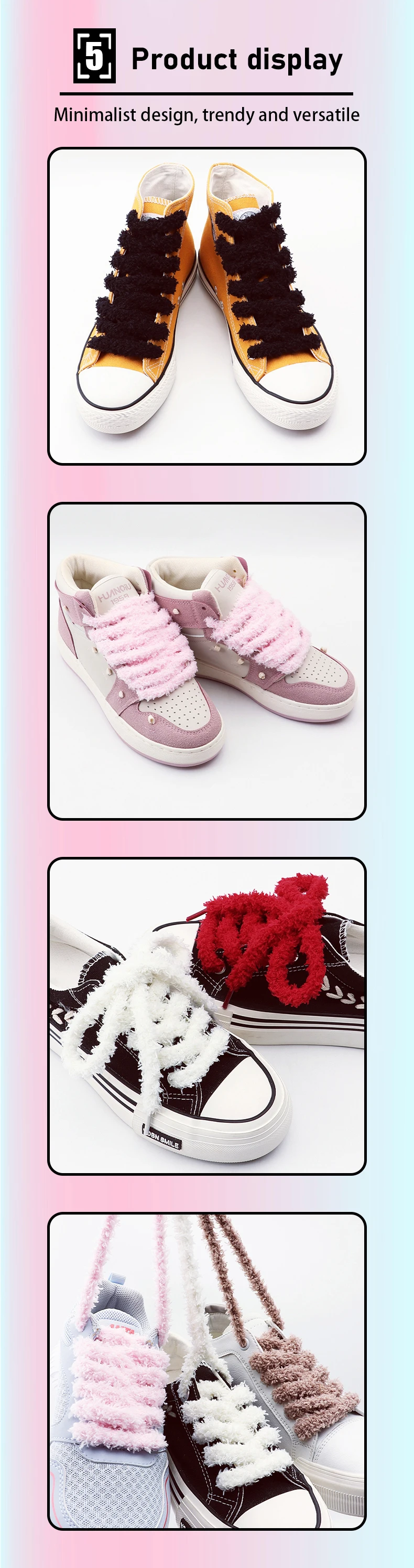 Neue runde Seilschnürsenkel für Schuhe, modische flauschige Schnürsenkel, Sneaker, Freizeitschnürsenkel, 80/100/120/140/160 cm, 2 Stück/6 Stück – Detail 6