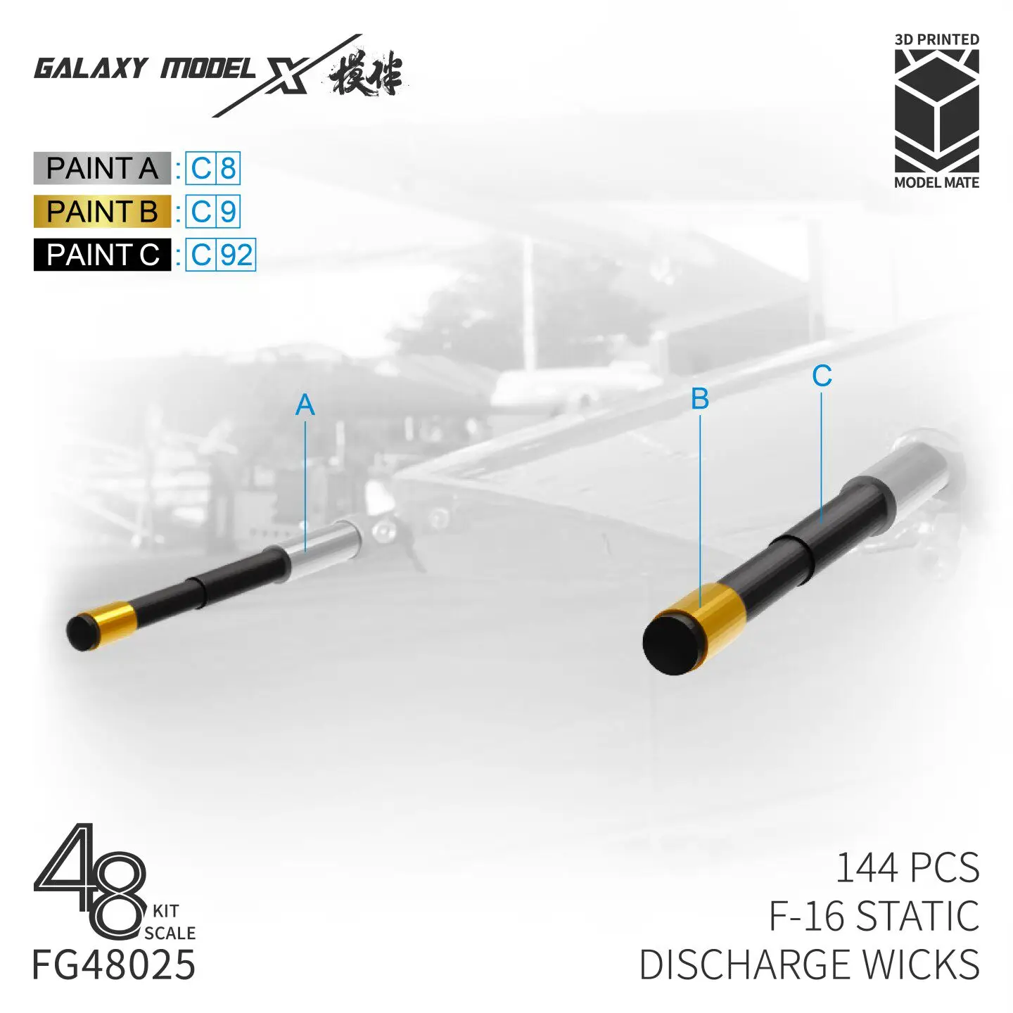 Galaxy FG48025 1/48 Scale F-16 Static Discharge Wicks (144pcs) 3D Printed Model Diorama Hobby Accessories
