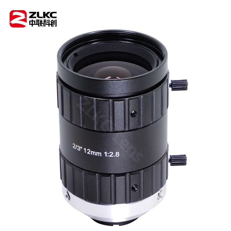 CCTV/FA Lens 12mm Fixed Focus 2/3 Inch CMOS Sensor F2.8 Manual Iris C Mount 5MP Low Distortion Industrial Lens for Camera