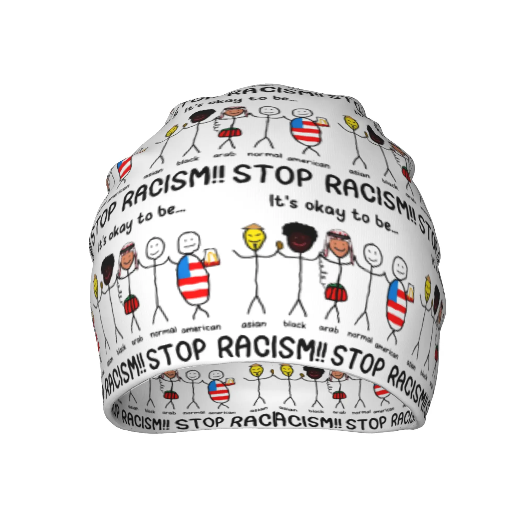 Stop Racism Its Ok to Be Beanie Hats Bonnet Hats Men Fashion Outdoor Sport Skullies Beanies Autumn Winter Thermal Elastic Caps