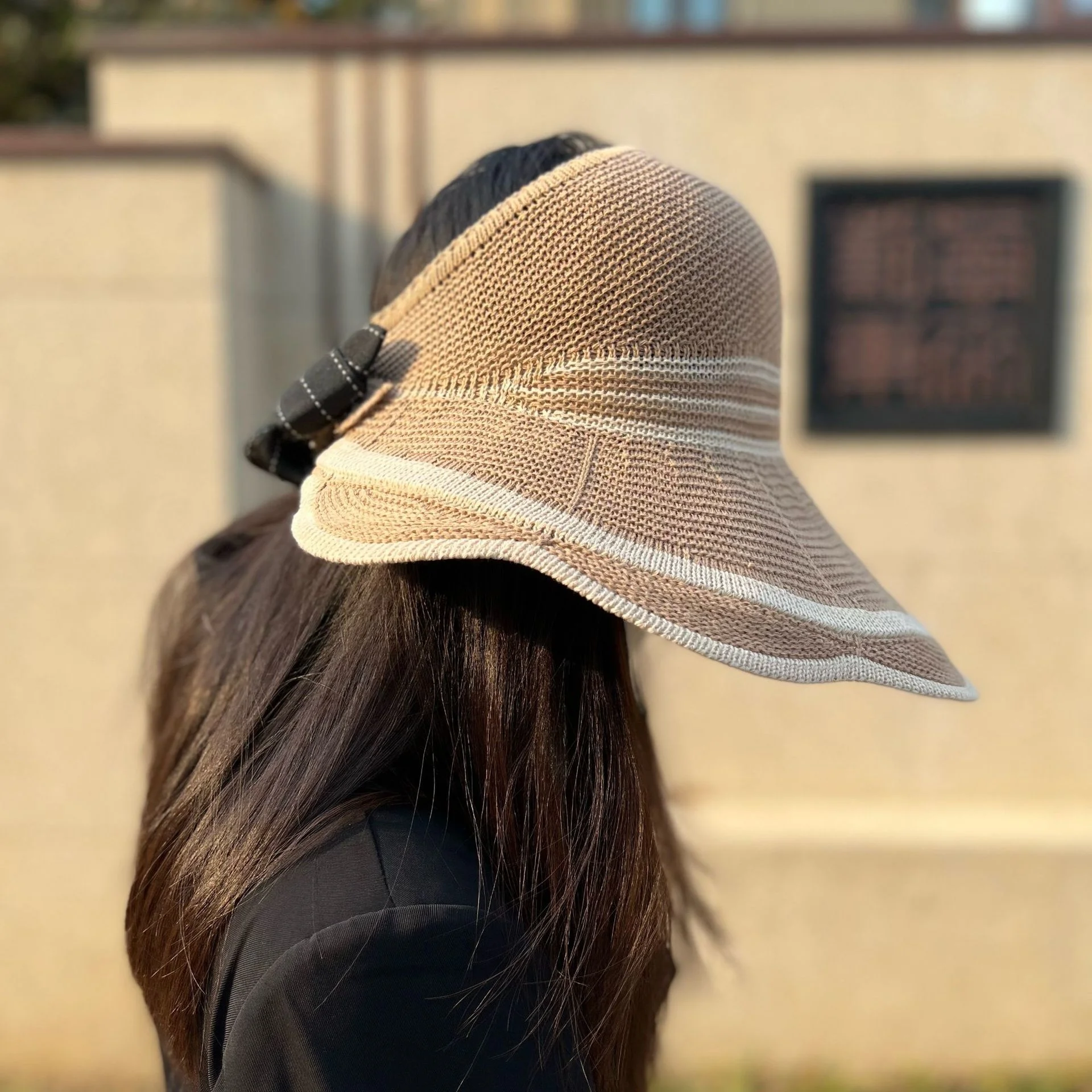 Chapeau de plage tricoté en dentelle ondulée coréenne, chapeau de soleil haut vide, célébrité du vent, grand bord, rpm, été, 600