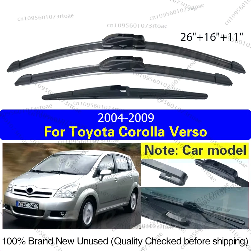 

For Toyota Corolla Verso AR10 2004 - 2009 Front Rear Wiper Blade Windscreen Windshield Rain Brush Car Accessories 26"+16"+11"