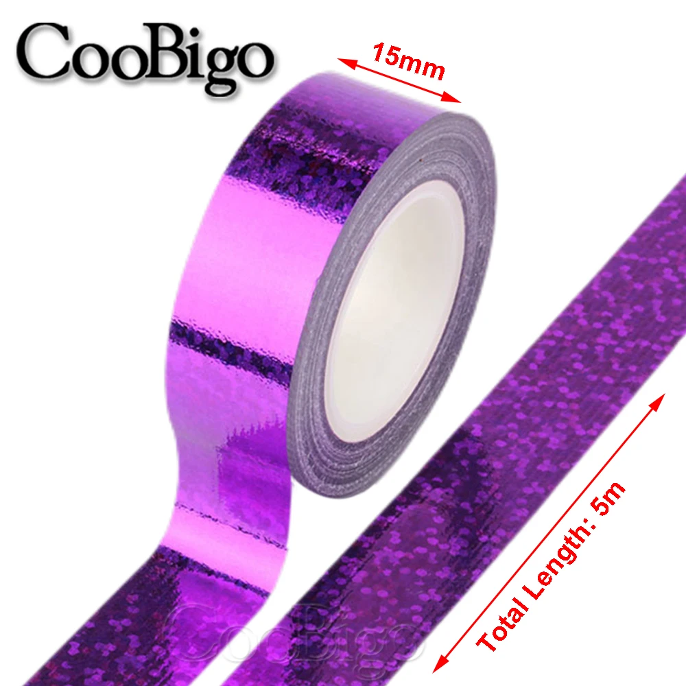 Glitter Washi Tape Laser Foil Sticker Masking Tapes for Decor Scrapbooking Photo Album DIY Stationery School Office Supplies 5m