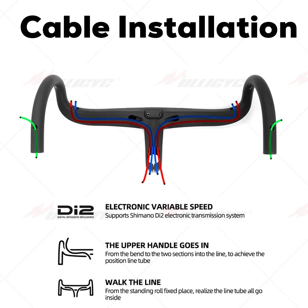 ALANERA RS T1000 Carbon Integrated Road Handlebar with Computer Mount, Internal Cable Routing, 28.6mm Steerer & Spacers