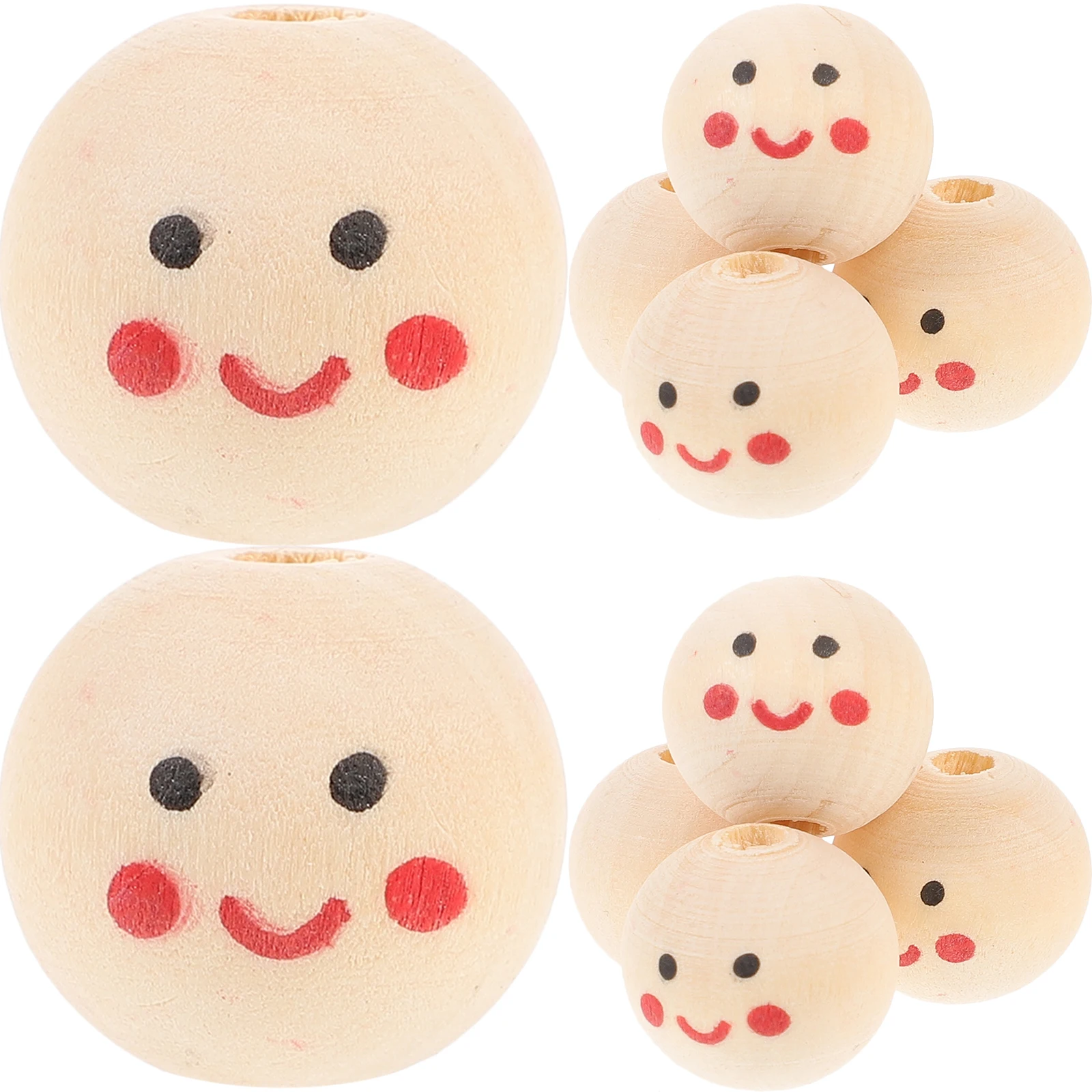 

50pcs Smile Face Wooden Beads Natural Craft Large Size Smooth DIY Jewelry Decor Holes Accessories Gifts