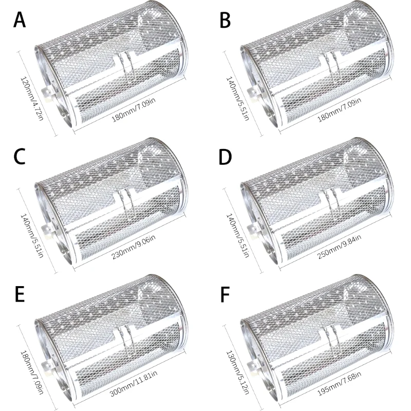 Stainless Steel Grill Rotisserie Oven For Kitchen Fry Basket Coffee Bean Grilled Cage Drum Rack Air Fryer Accessories