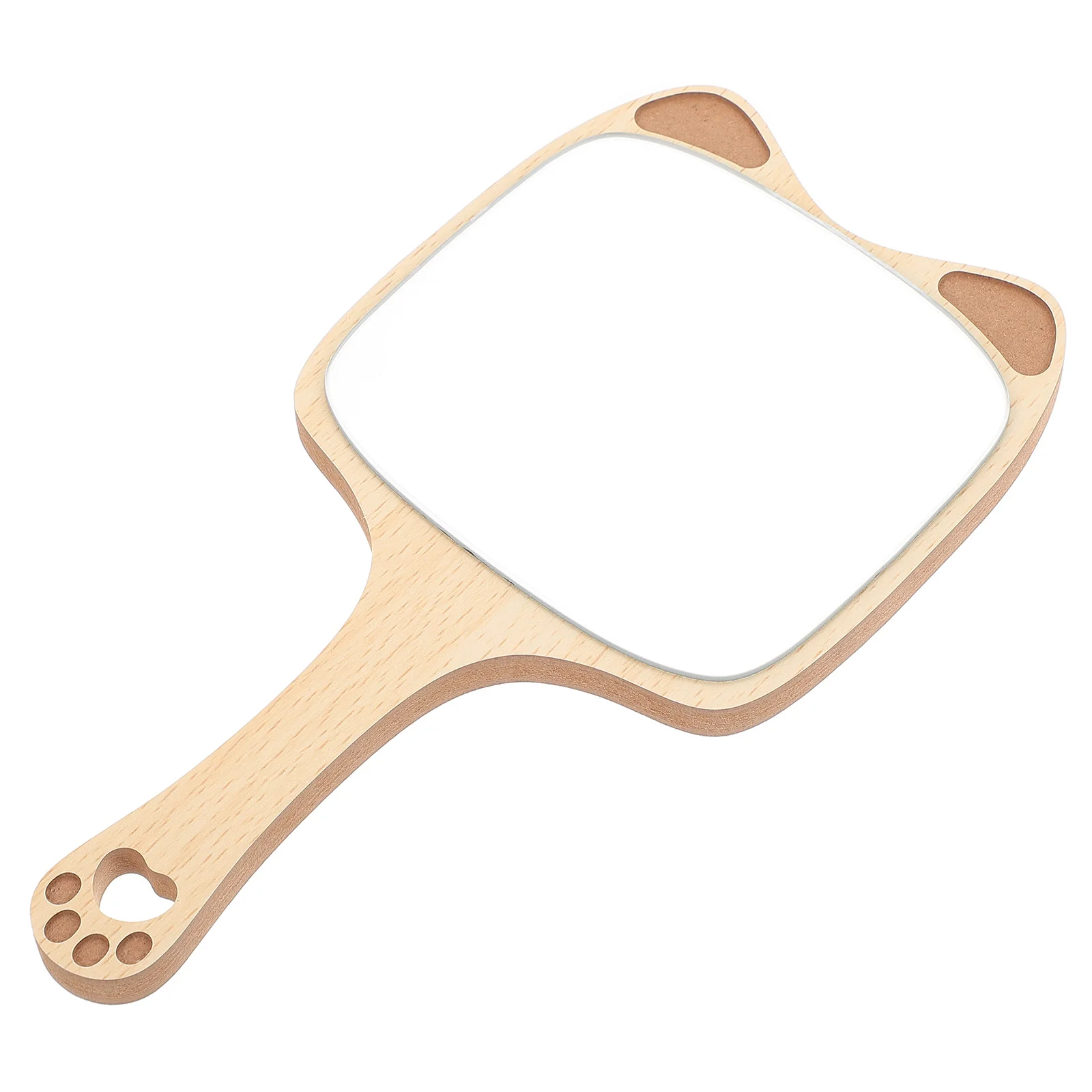 กระจกแต่งหน้าแบบพกพา ด้ามจับไม้ ดีไซน์สร้างสรรค์ ใช้งานสะดวกสำหรับการแต่งหน้า