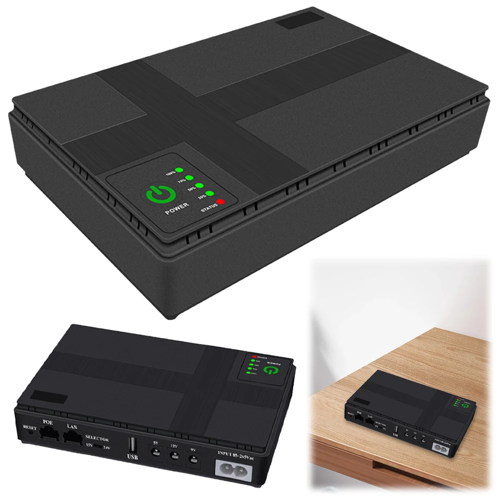 8800/10400mAh DC Uninterruptible Power Supply UPS 85‑265V UPS Battery Backup USB 5V 2A DC 5V 9V 12V 1A POE 15V 24V 0.6A Output