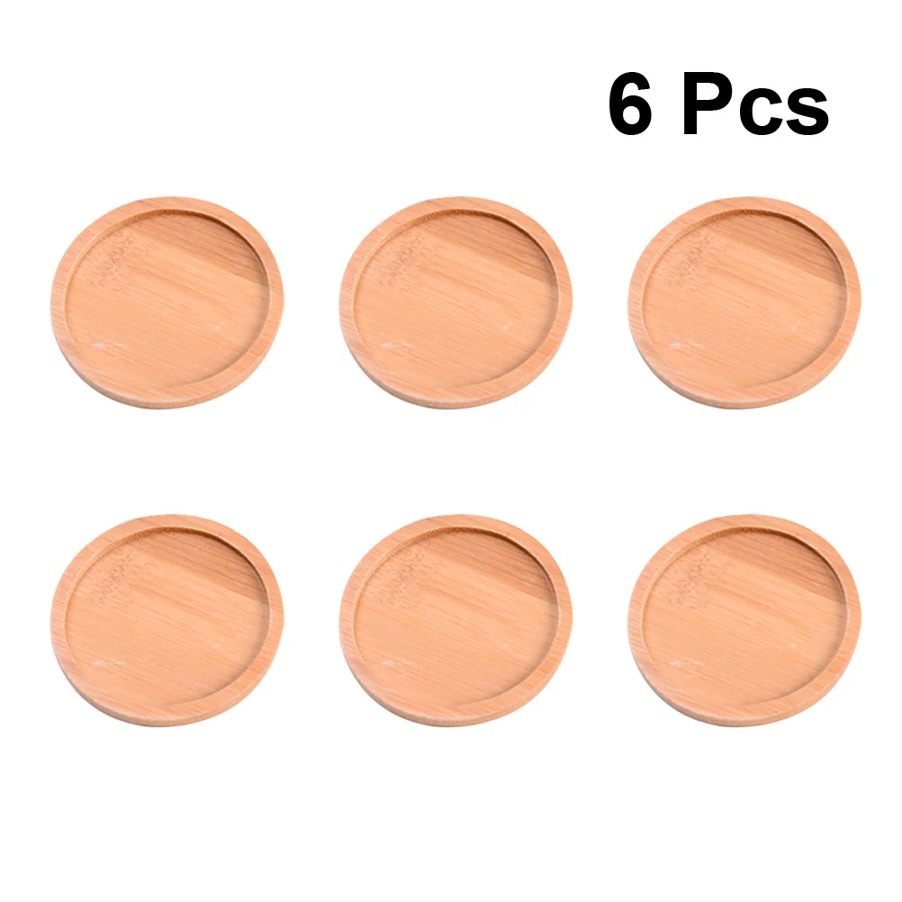 6PCS Flowerpot Tray Ceramic Coaster Square Round Succulent Flower Pot Bamboo Tray serving plate solid wood tray