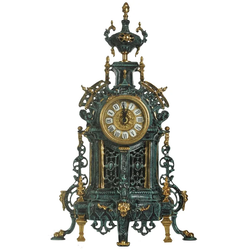 Retro desk clock handmade old pure copper clock home ornament watch decoration