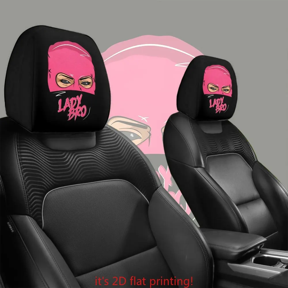 2pcs Masked Lady Print Car Headrest Covers | Headrest Protector & Decor | Ideal for Long Trips & Road Travel | All-Season Univ