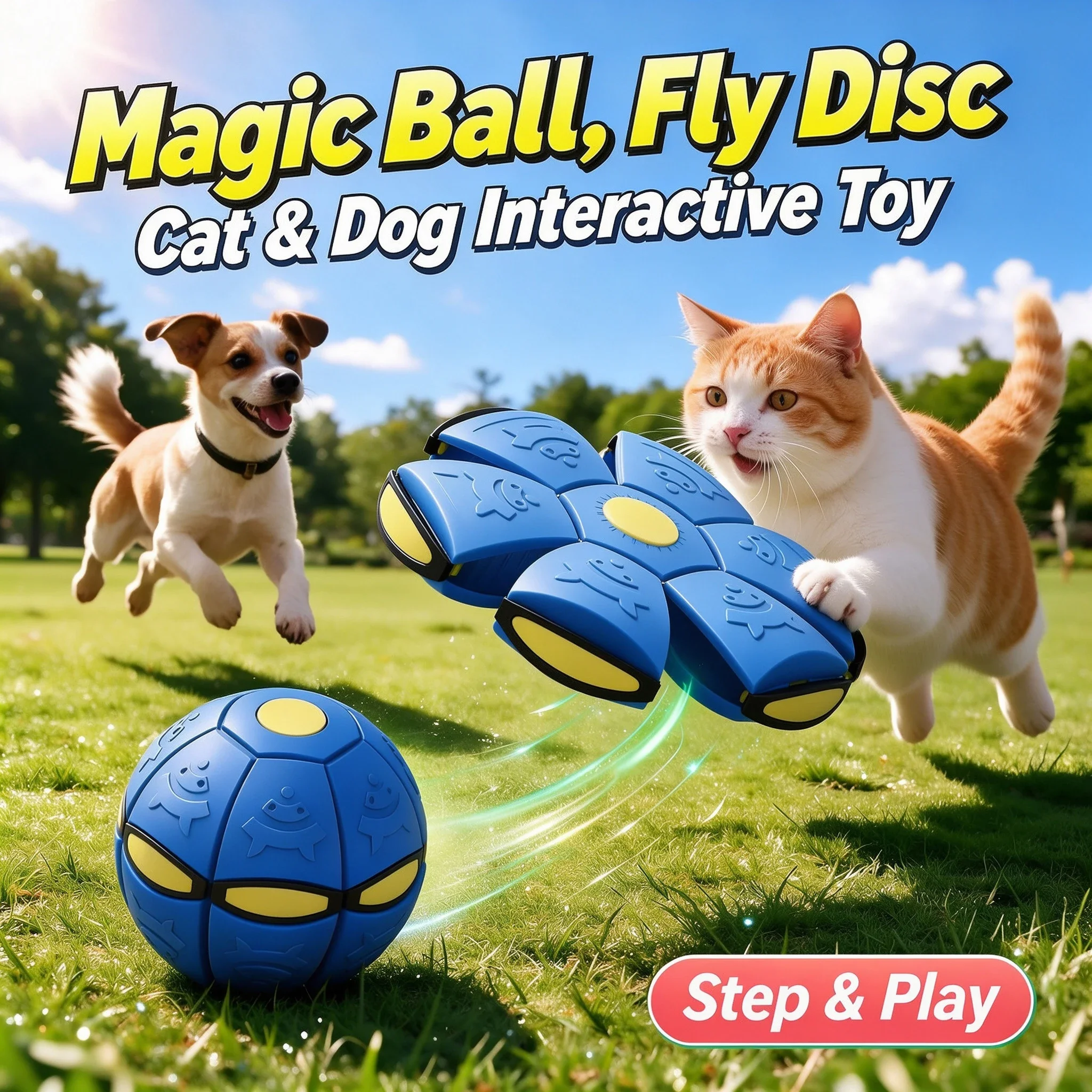 New Durable Elastic Flying Saucer Bouncing Ball Fun Interactive Outdoor Exercise Fetch Dog Toys for Small Medium Large Dogs Pets