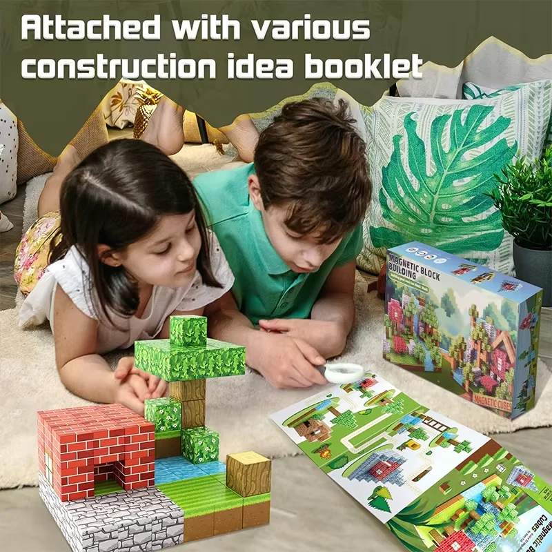 100PCS Magnetic Blocks Toy Build Mine Magnet World Magnetic Construction Set For Kids STEM Education Toys Gift For Boys Girls