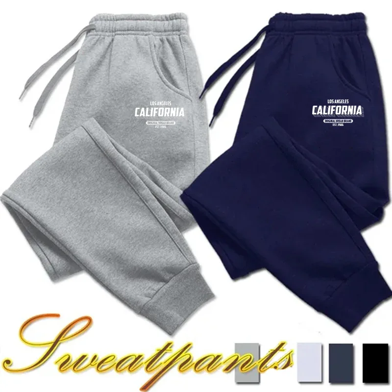 

Favored Solid Color Men's Sweatpants Streetwear Profile Joggers With Elastic Cuffs Practical Pockets Soft Feel Clothing Item