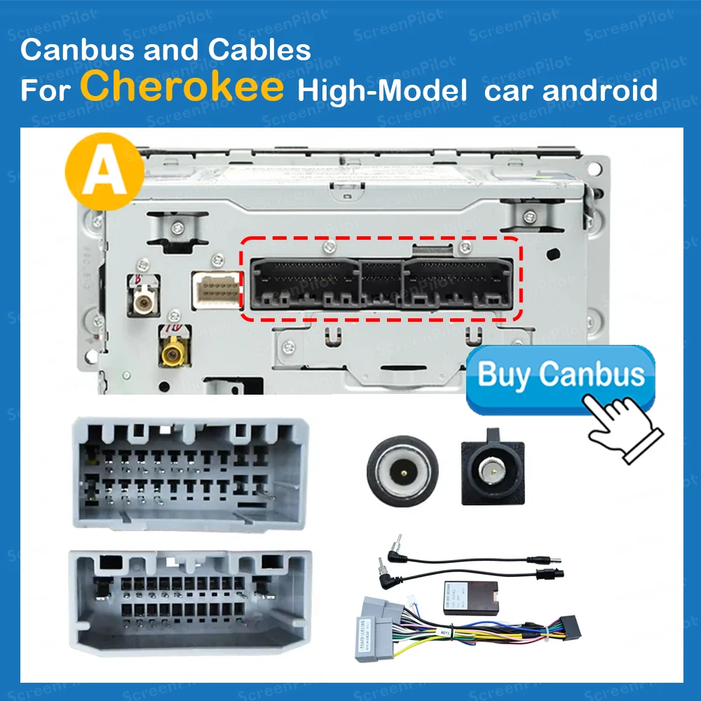 Canbus and Cable For Jeep Cherokee High-Model car android Adapter CAN Bus Decoder SWC Plug&Play Android Radio car Accessories