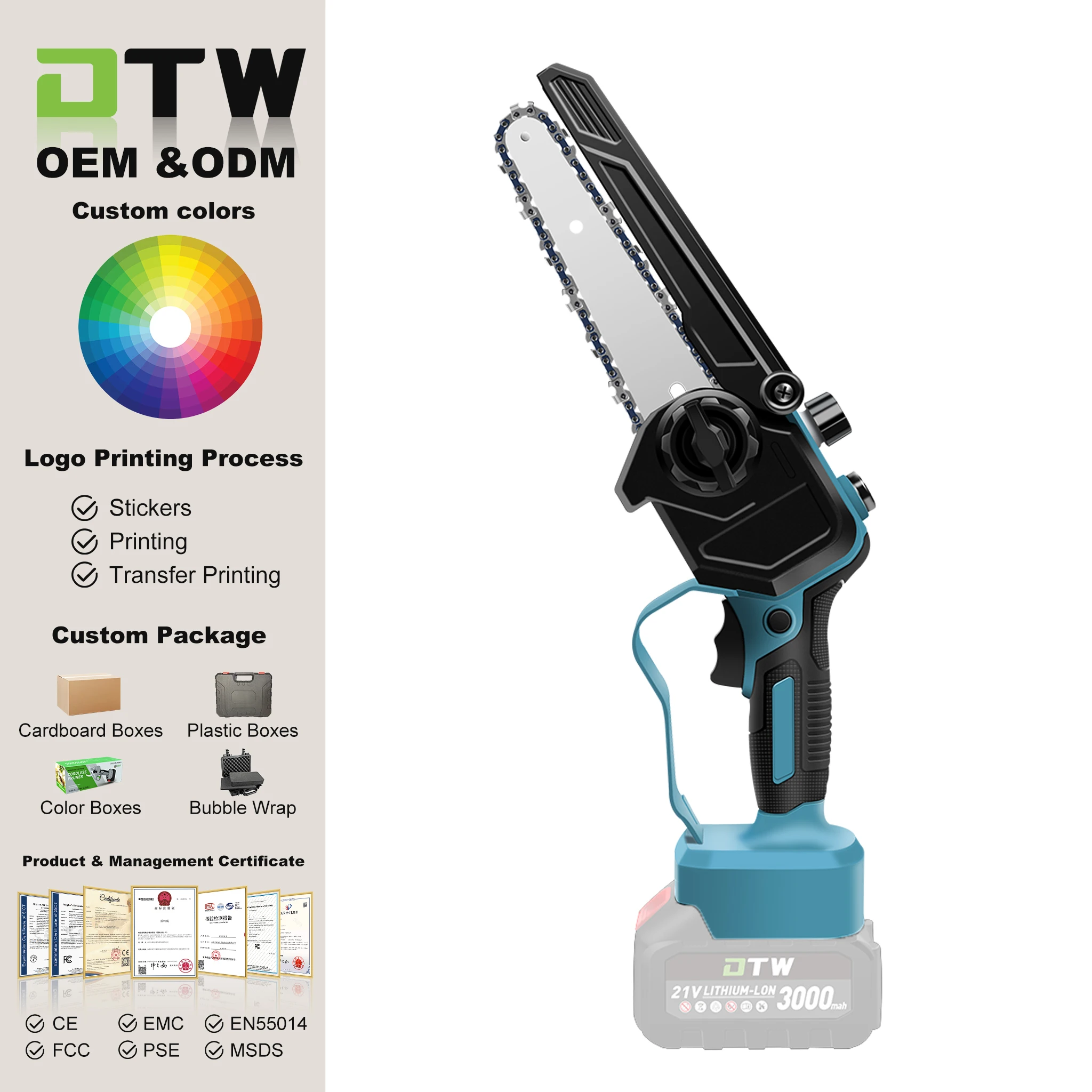 

DTWA2-0047 Cordless Trim Chainsaw is a battery powered electric saw