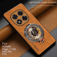 Luxury Leather Car Magnetic Revolve Bracket Case for Honor X9C X9B X9A Magic 7 6 5 Lite X60 Pro X50 X40 Shockproof Protect Cover