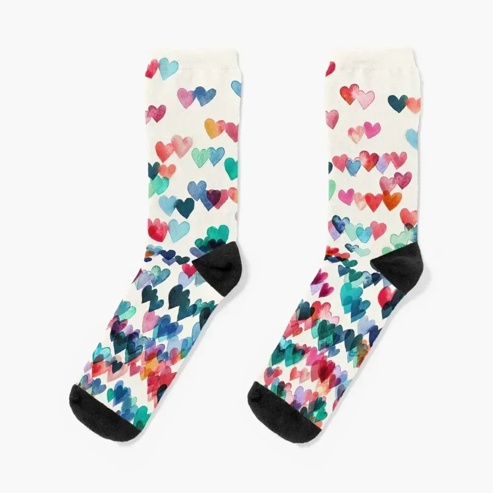 

Heart Connections - Watercolor Painting Socks valentine gift ideas Lots sports and leisure aesthetic Ladies Socks Men's