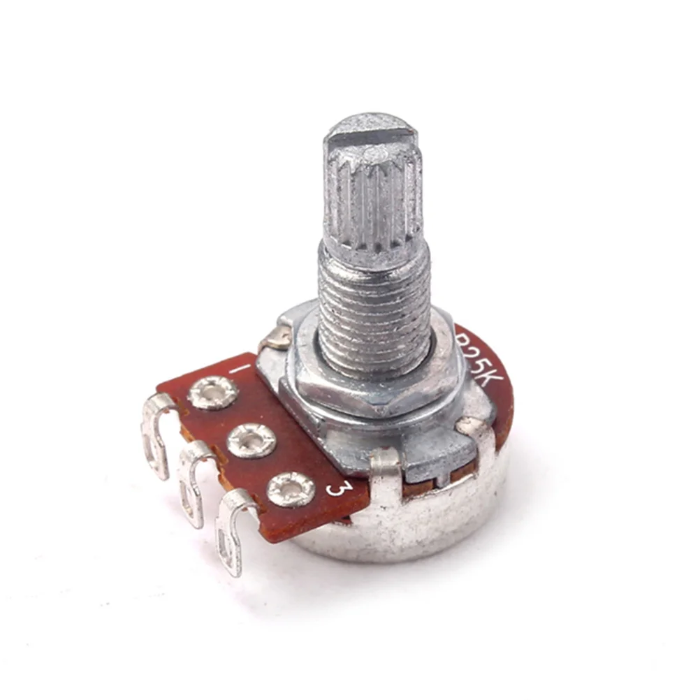 

B25k Linear Solder Lugs Guitar Potentiometer 18Mm Long Split Shaft Coarse Knurled Audio Tone Volume Control for Electric Bass