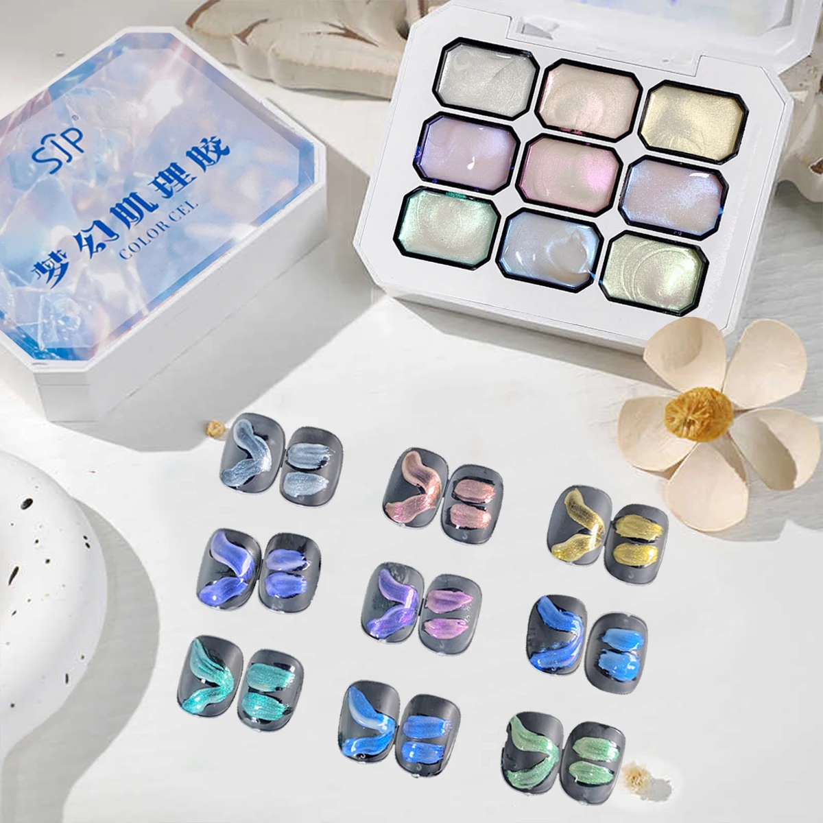 

9-color Y2k solid nail tips gel polish supplies popular gradual color patting gel oil painting gel UV&LED nails art accessories