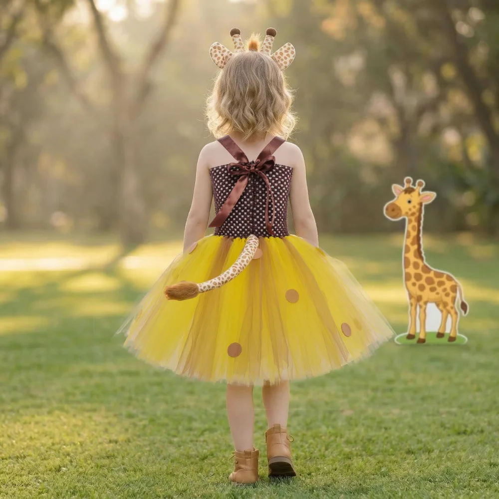 Children's Halloween Cartoon Giraffe Cos Costume Children's Princess Dress Small Animal Stage Festival Costume