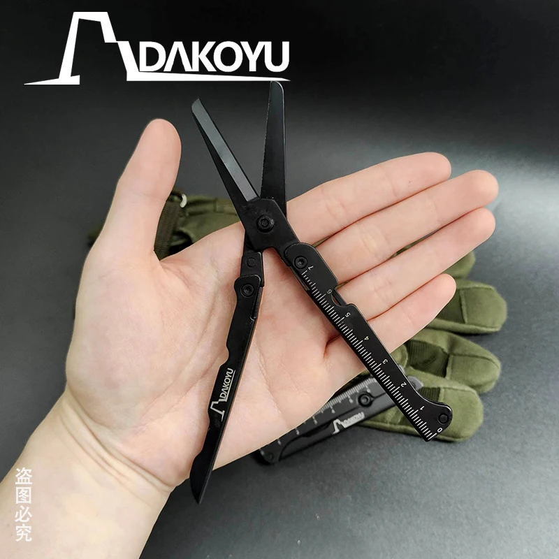 DAKOYU-مقص كبير مع مشبك خلفي ، مقياس متدرج ، أدوات خارجية ، أدوات EDC